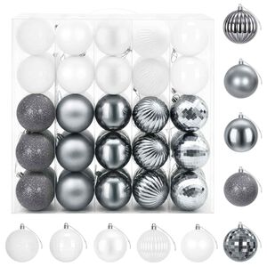 vidaXL Julbollset 50 st Vitt och Gr&aring;tt 8 cm Polystyren