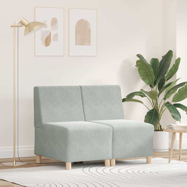vidaXL Modulsofa utan armstöd 2 pcs Ljusgrå 55 x 74 x 82 cm Sammet