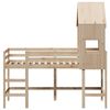 vidaXL Våningssäng med stege och tak 90x190 cm massiv furu