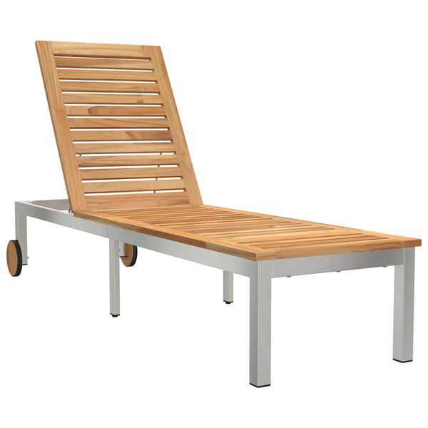 vidaXL Solstol Reclining Brun 207 x 58 x 35cm Massivt akaciaträ
