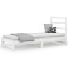 vidaXL Utdragbar dagb&auml;dd vit 2x(90x190) cm massiv furu
