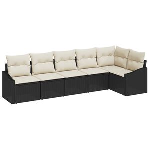 vidaXL Soffset med kudde 6 pcs Svart konstrotting