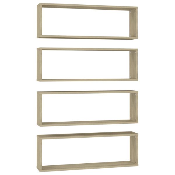 vidaXL V&auml;gghylla kubformad 4 st sonoma-ek 80x15x26,5cm konstruerat tr&auml;