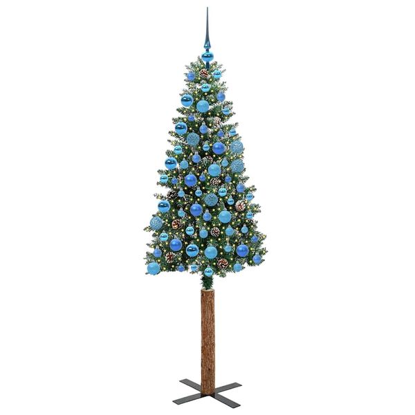 vidaXL Smal julgran med 300 LED-lampor Gr&ouml;n 180 cm PVC och solid furu