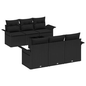 vidaXL Tr&auml;dg&aring;rdsoffset med kudde 7 pcs Svart konstrotting