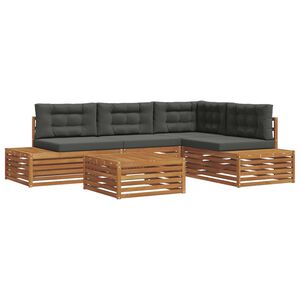 vidaXL Utomhussoffset med kudde 5 Stycke Naturlig och Antracit