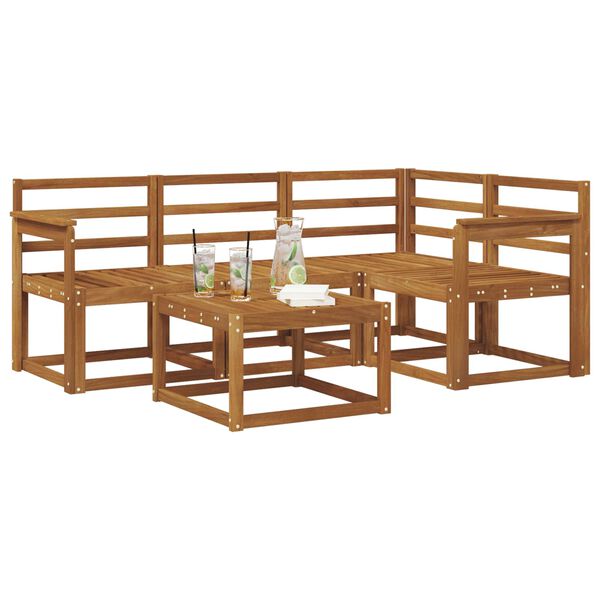 vidaXL Utomhussoffset 5 pcs Naturf&auml;rg Massivt Akaciatr&auml;