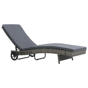 vidaXL Sols&auml;ng med hjul och dyna konstrotting antracit