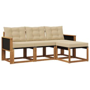vidaXL Utomhussoffset med kudde 4 pcs Naturlig och Beige