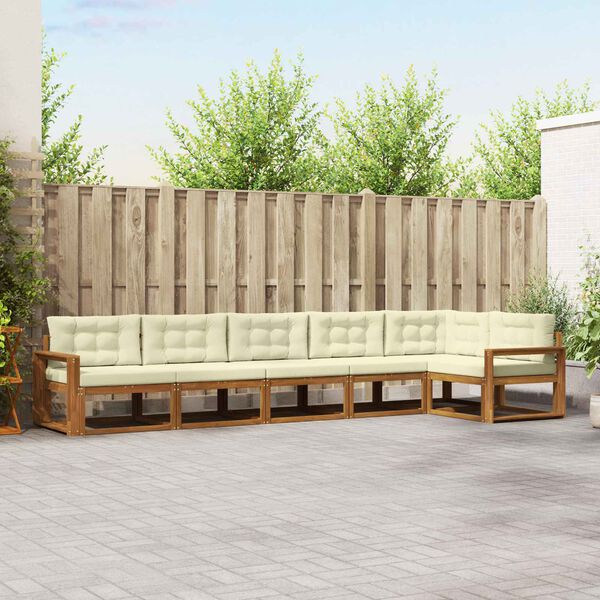 vidaXL Utomhussoffset med kudde 6 pcs Naturlig och Gr&auml;dde