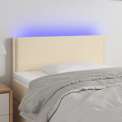 vidaXL Sänggavel LED gräddvit 90x5x78/88 cm tyg
