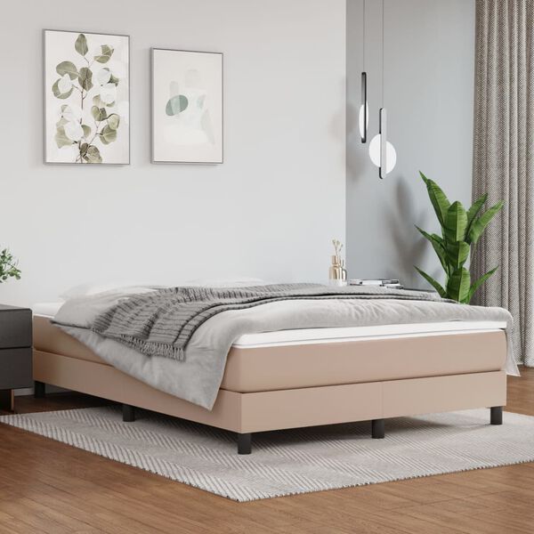 vidaXL Boxspring-s&auml;ngram cappuccino 140x190 cm konstl&auml;der