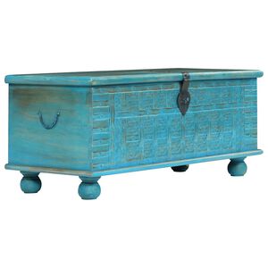 vidaXL F&ouml;rvaringskista massivt mangotr&auml; 100x40x41 cm bl&aring;