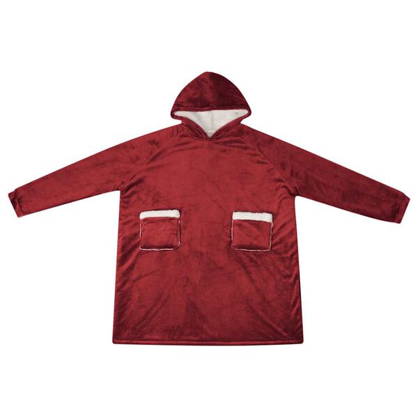 vidaXL Filt-hoodie Bordeaux Röd s Fleece och Flanell
