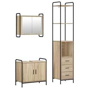 vidaXL Badrumssk&aring;psset 3 st Sonoma-ek 40 x 36 x 200,5 cm