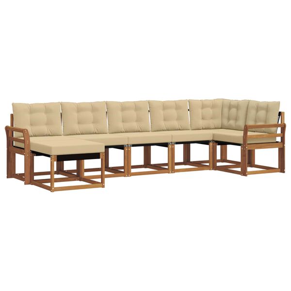 vidaXL Utomhussoffset med kudde 7 pcs Naturlig och Beige