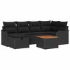 vidaXL Tr&auml;dg&aring;rdsoffset med kudde med lagring 7 pcs Svart Poly rattan