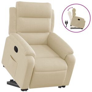 vidaXL Reclinerf&aring;t&ouml;lj med uppresningshj&auml;lp gr&auml;ddvit tyg