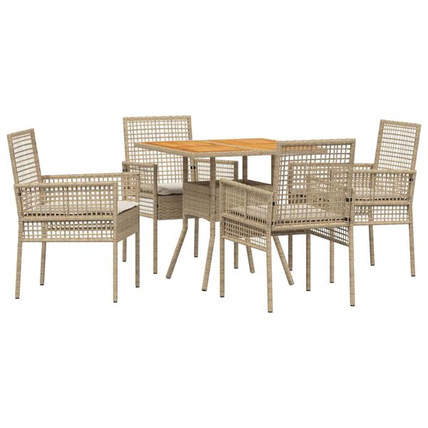 vidaXL Tr&auml;dg&aring;rdsm&ouml;belset 5 pcs Beige konstrotting