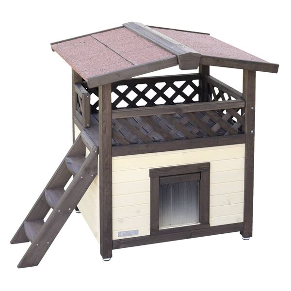 Kerbl Katthus uppv&auml;rmt 4-&aring;rstider Deluxe 88x57x77 cm m&ouml;rkbrun