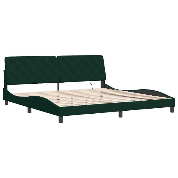 vidaXL Bed Frame with LED without Mattress Dark Green 200x200 cm Velvet