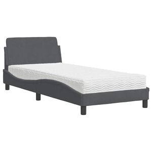 vidaXL S&auml;ng med madrass Dover m&ouml;rkgr&aring; 80x200 cm sammet