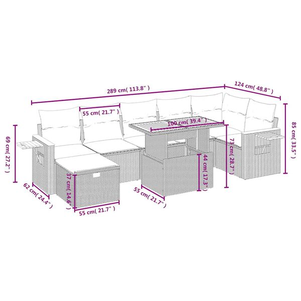 vidaXL Loungegrupp för trädgården med dynor 8 delar svart konstrotting