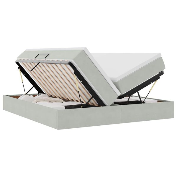 vidaXL F&ouml;rvaringss&auml;ng med madrass Ljusgr&aring; 200 x 200 cm Sammet