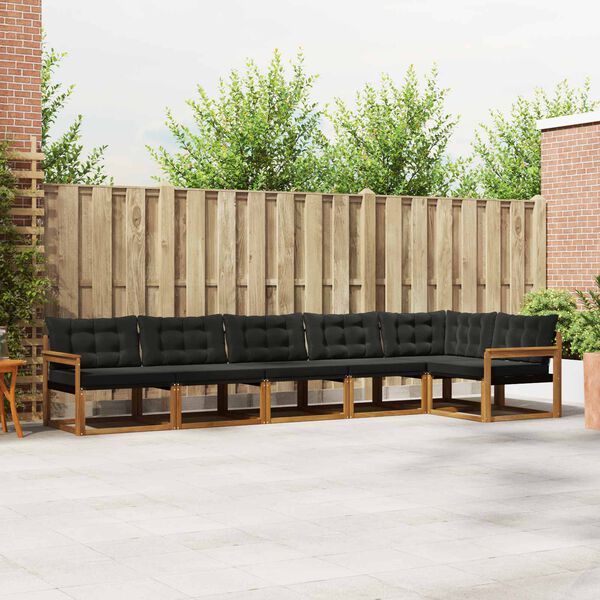 vidaXL Utomhussoffset med kudde 6 pcs Naturlig och svart