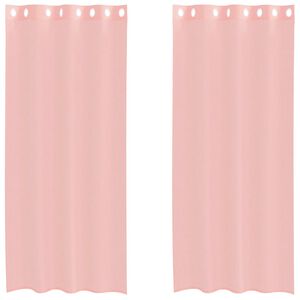 vidaXL Voile gardiner med genomf&ouml;ringar 2 st rosa 140x225 cm
