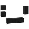 vidaXL TV-b&auml;nkset V&auml;ggmonterad 5 pcs Svart Ek Konstruerat tr&auml;