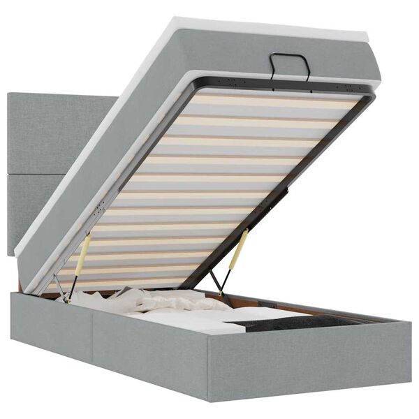 vidaXL Ottoman s&auml;ngram med madrass ljusgr&aring; 80x200 cm tyg