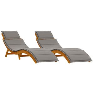 vidaXL Sols&auml;ng 2 st Massivt Akaciatr&auml; Gr&aring;