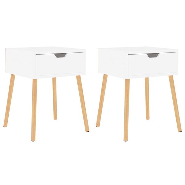 vidaXL S&auml;ngbord 2 st vit h&ouml;gglans 40x40x56 cm konstruerat tr&auml;