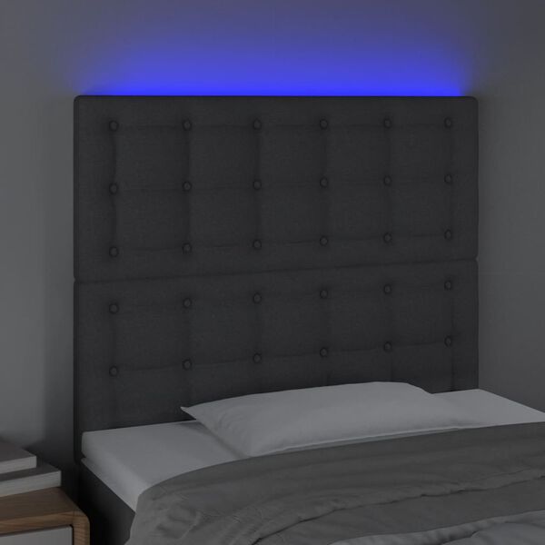 vidaXL S&auml;nggavel LED m&ouml;rkgr&aring; 100x5x118/128 cm tyg
