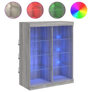 vidaXL Sk&auml;nk med LED-belysning gr&aring; sonoma 81x37x100 cm