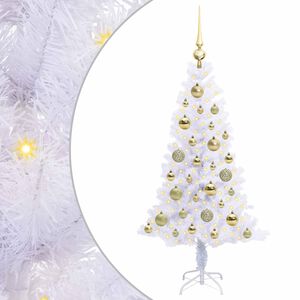 vidaXL Konstgjord julgran med 150 LED-lampor Vit 120 cm PVC och St&aring;l