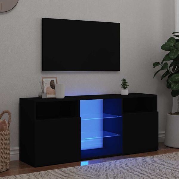 vidaXL TV-bänk med LED-belysning svart 120x30x50 cm