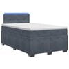 vidaXL Boxspring s&auml;ng med madrass och LED M&ouml;rkgr&aring; 120 x 200 cm Sammet