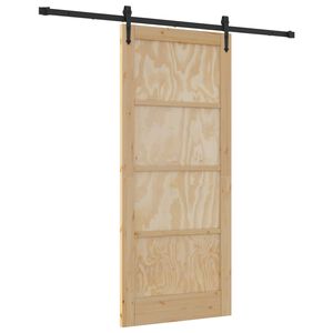 vidaXL Skjutd&ouml;rr ORKDAL Naturlig och svart 86 x 198,5 cm Massiv furu
