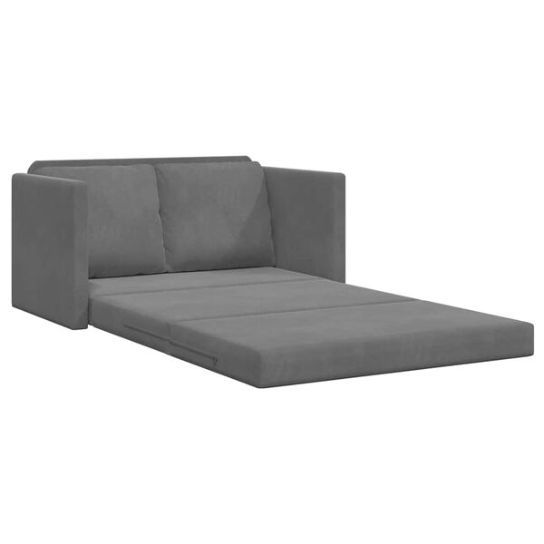 vidaXL Golvb&auml;ddsoffa 2-i-1 m&ouml;rkgr&aring; 122x204x55 cm sammet