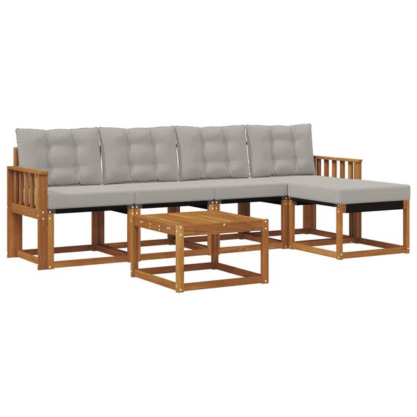 vidaXL Utomhussoffset med kudde 6 pcs Naturlig och Ljus Gr&aring;