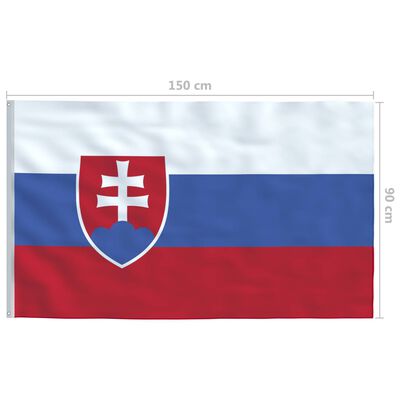 vidaXL Slovakiens flagga och flaggstång i aluminium 6,2 m