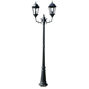 vidaXL Tr&auml;dg&aring;rdslampa 2 armar 230 cm m&ouml;rkgr&ouml;n/svart aluminium