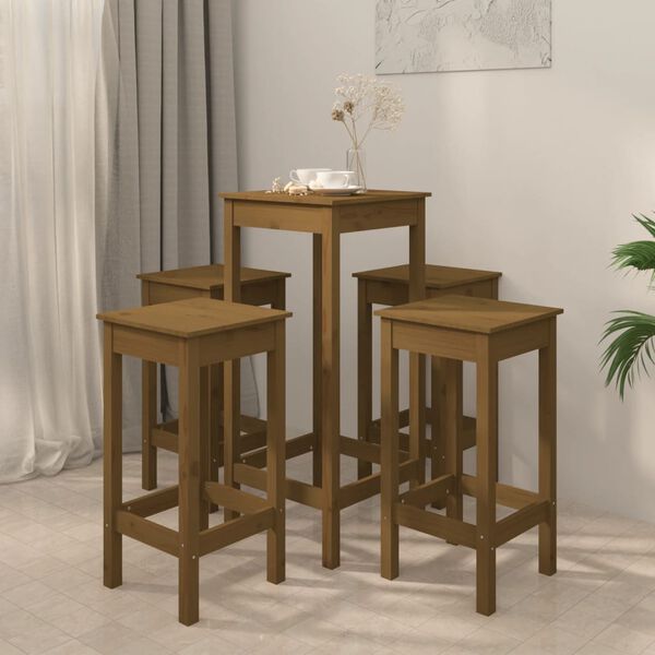 vidaXL Barm&ouml;bler 5 delar honungsbrun massiv furu