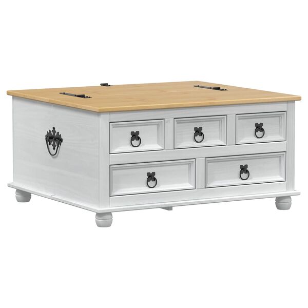 vidaXL storage box med l&aring;da med hylla Vit 90 x78 x 45 cm Massiv furu