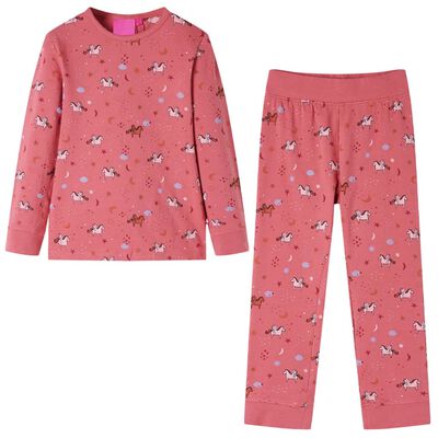 Pyjamas med långa ärmar för barn gammelrosa 104