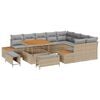 vidaXL Tr&auml;dg&aring;rdsoffset med kudde 12 pcs Beige och Ljusgr&aring;