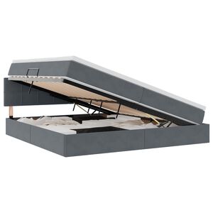 vidaXL F&ouml;rvaringss&auml;ng med LED med madrass M&ouml;rkgr&aring; 200 x 200 cm Sammet