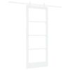 vidaXL Skjutd&ouml;rr Vit 83 x 202 cm Massivt talltr&auml; och glas